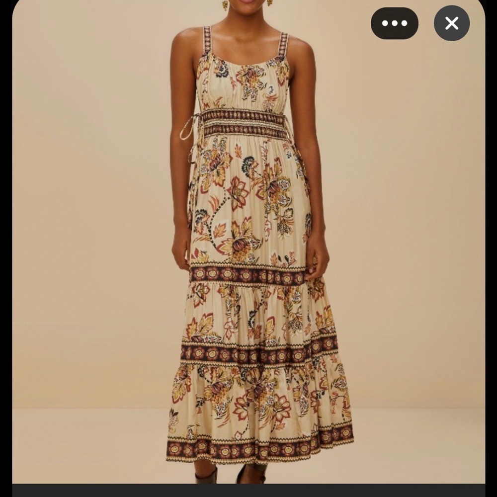 FARM Rio
Aura Floral Sand Sleeveless Midi Dress